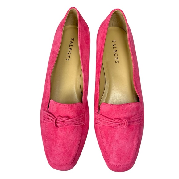 Talbots Stella Knot Suede Leather Loafer Flat Slip On Hot Pink Preppy Size 10 - Picture 2 of 11